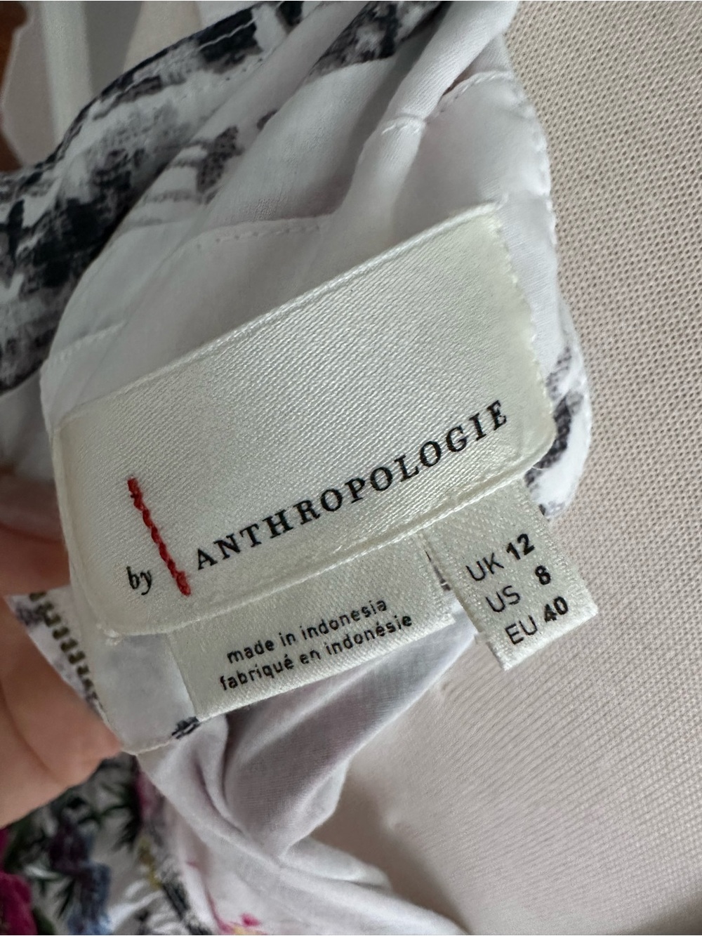 Anthropologie White Dress with Pink & Yellow Floral Print - Picture 5 of 12